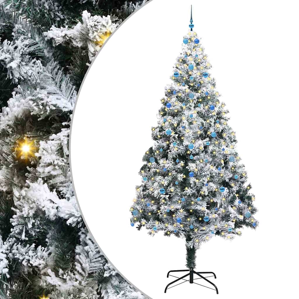 Christmas Tree with Decorative String Lights White 300 cm PVC