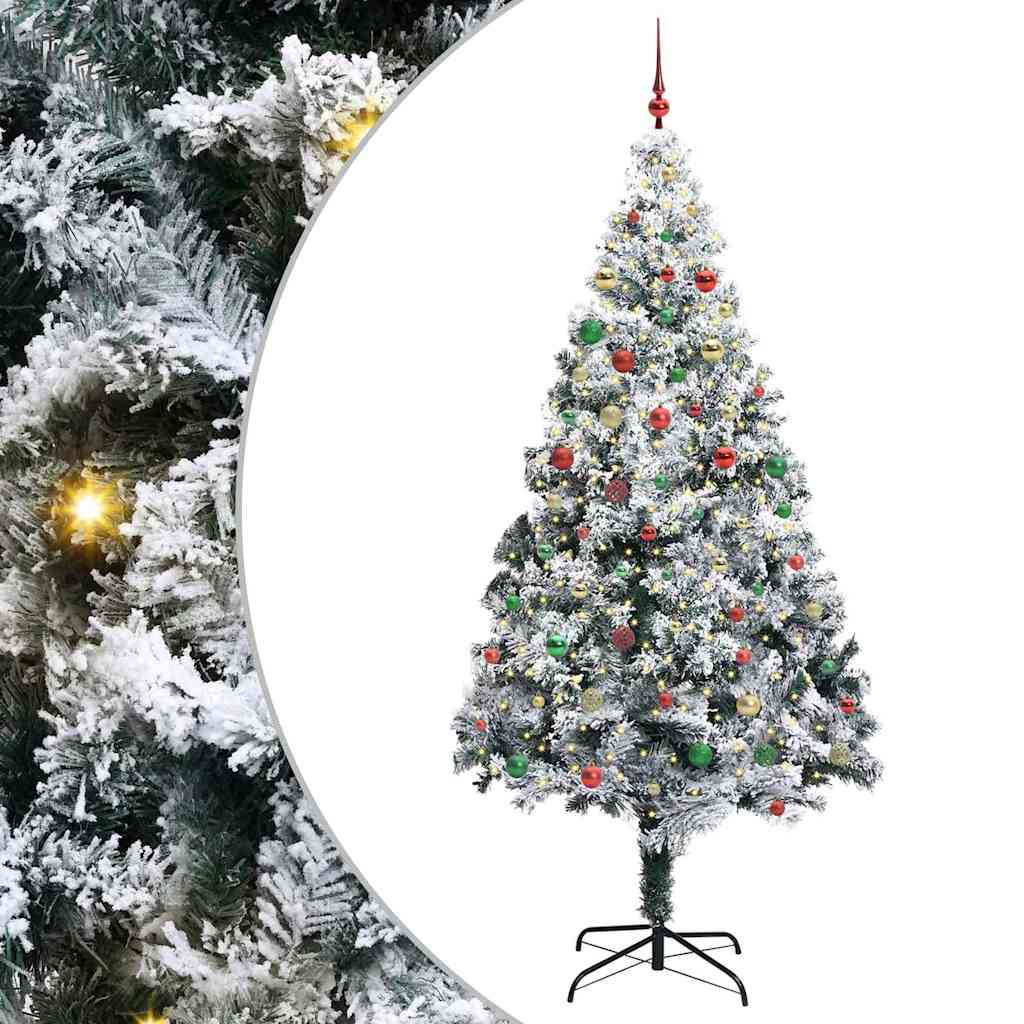 Christmas Tree with Decorative String Lights White 300 cm PVC