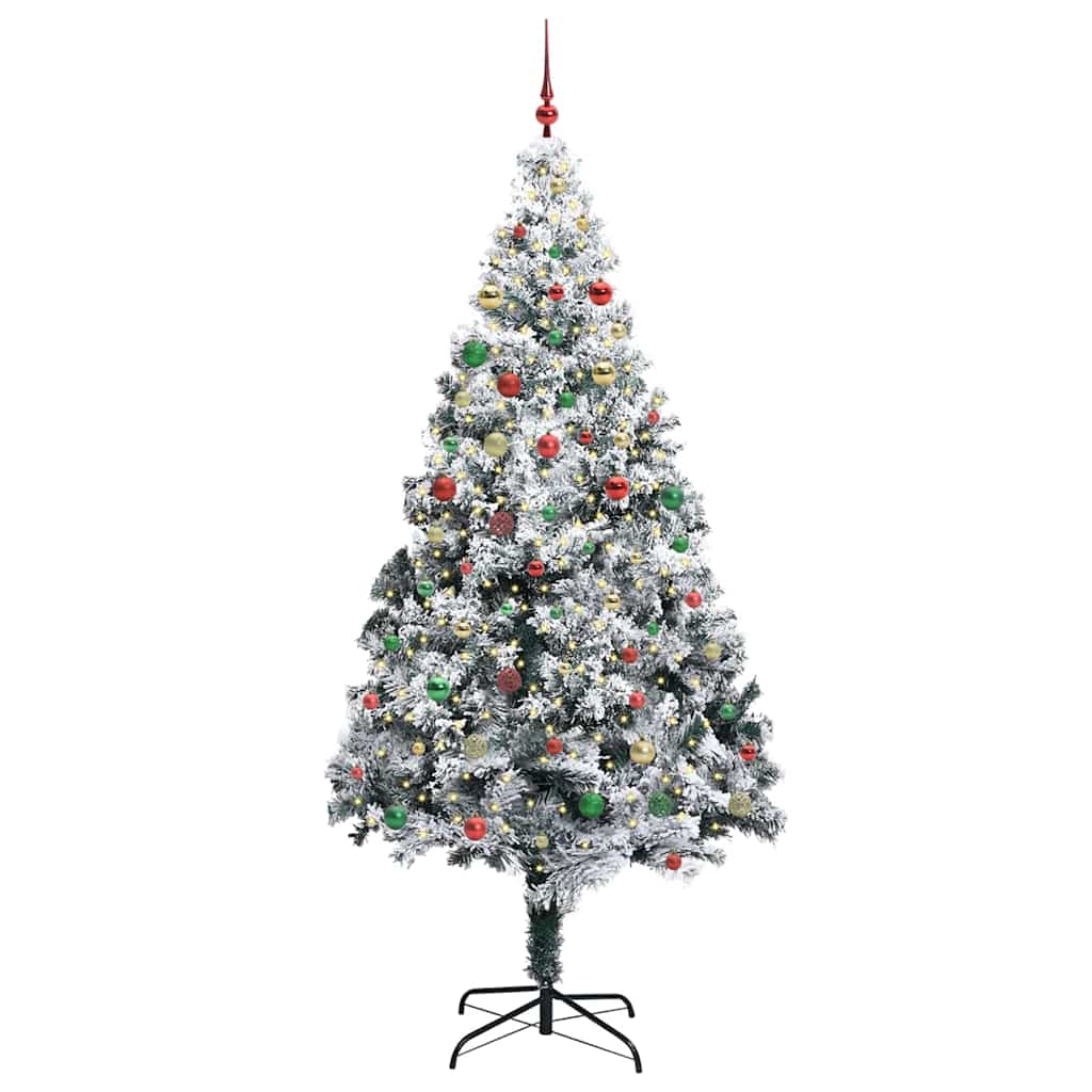 Christmas Tree with Decorative String Lights White 300 cm PVC