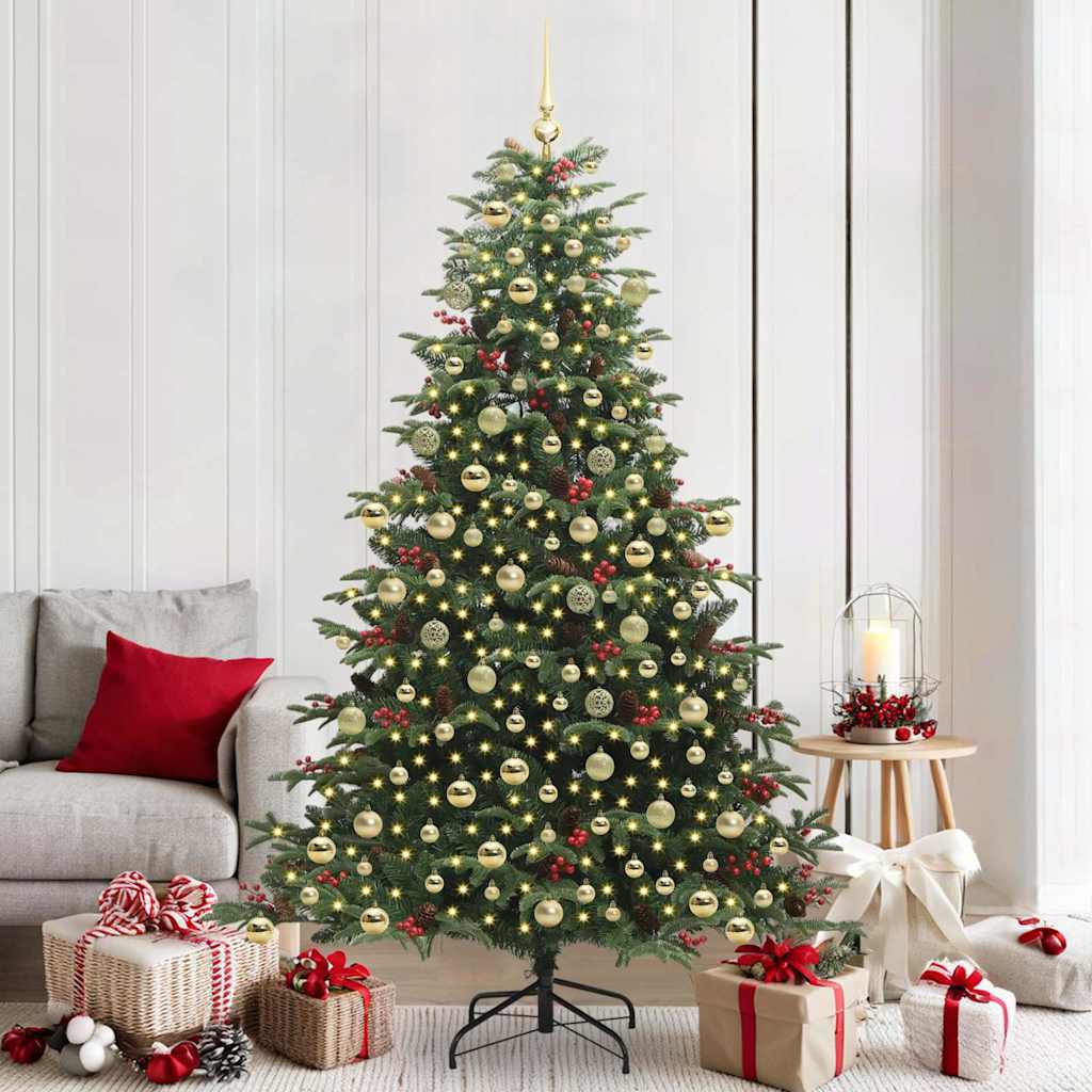 Artificial Christmas Tree with LED Strip Lights Green 210 cm