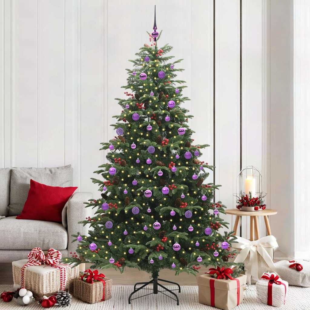 Artificial Christmas Tree with LED Strip Lights Green 210 cm