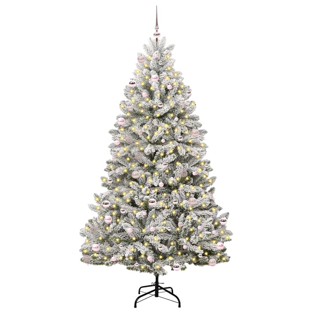 Artificial Christmas Tree Green and White 240 cm PVC and Metal