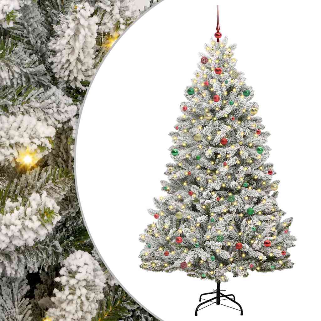 Artificial Christmas Tree Green and White 240 cm PVC and Metal