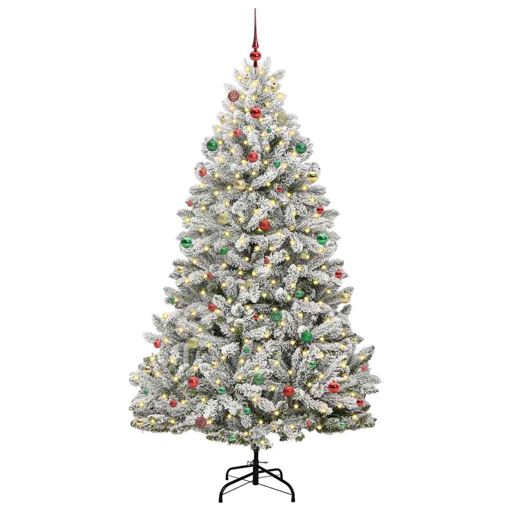 Artificial Christmas Tree Green and White 240 cm PVC and Metal
