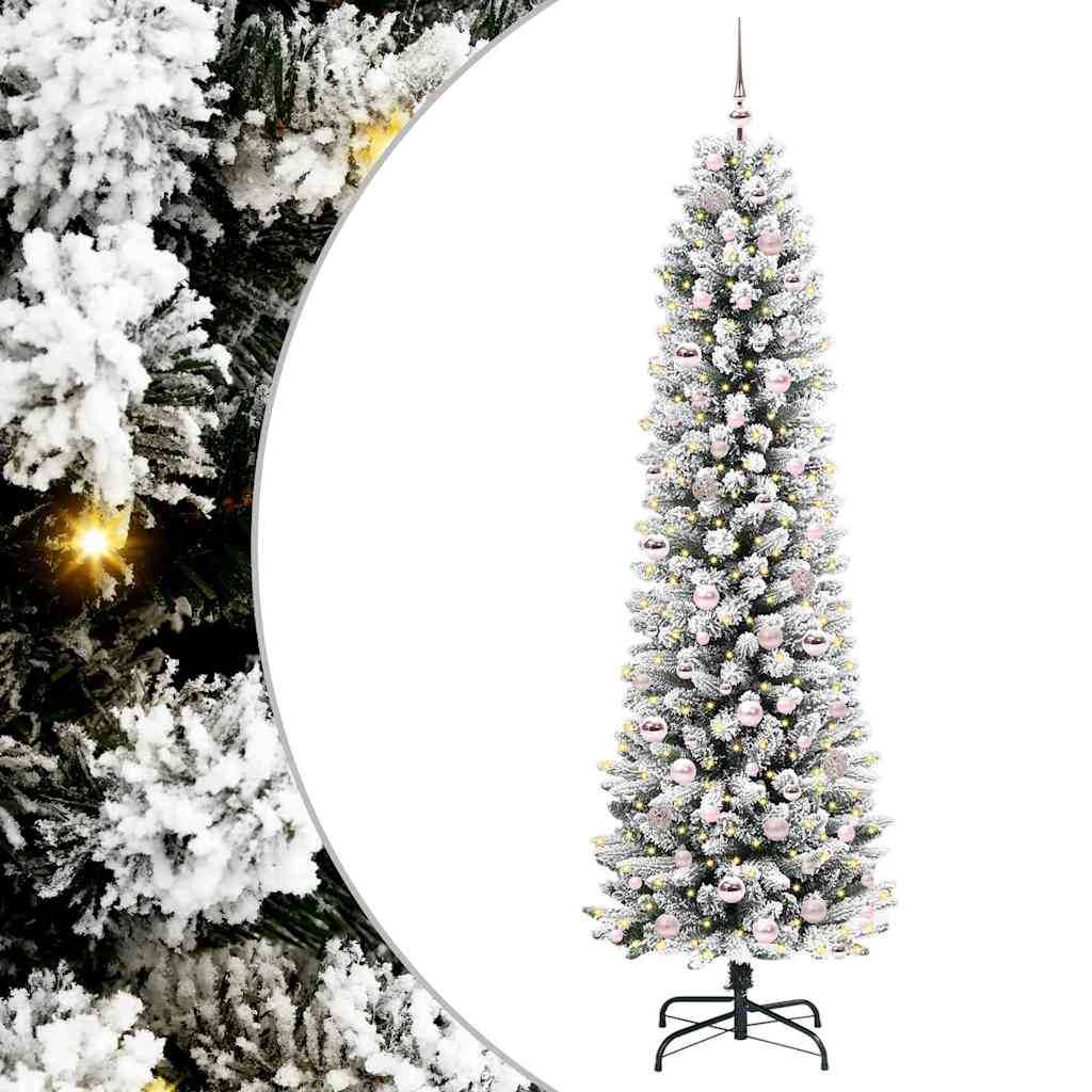 Artificial Christmas Tree with 300 LEDs Green and white 210 cm