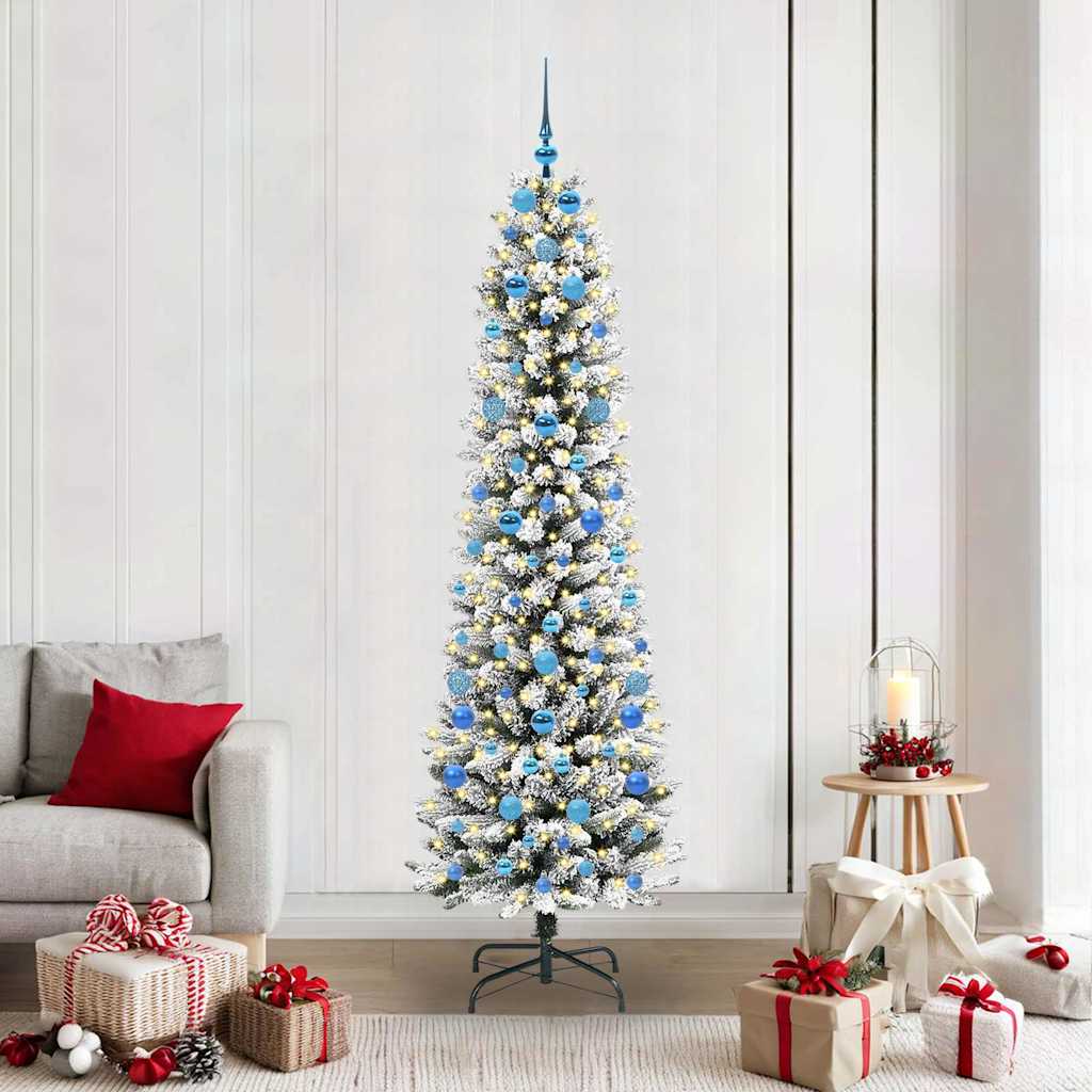 Artificial Christmas Tree with 300 LEDs Green and white 210 cm