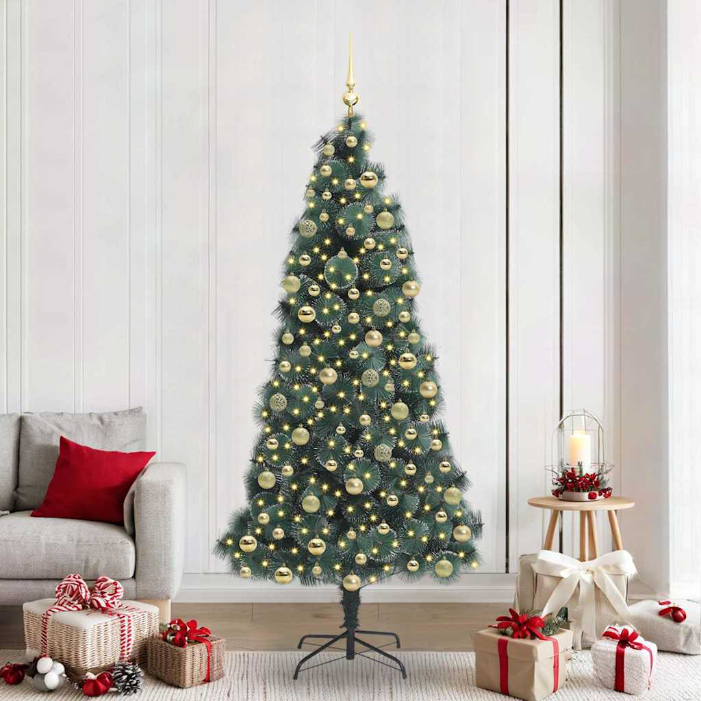 Artificial Pre-lit Christmas Tree with Ball Set Green 210 cm