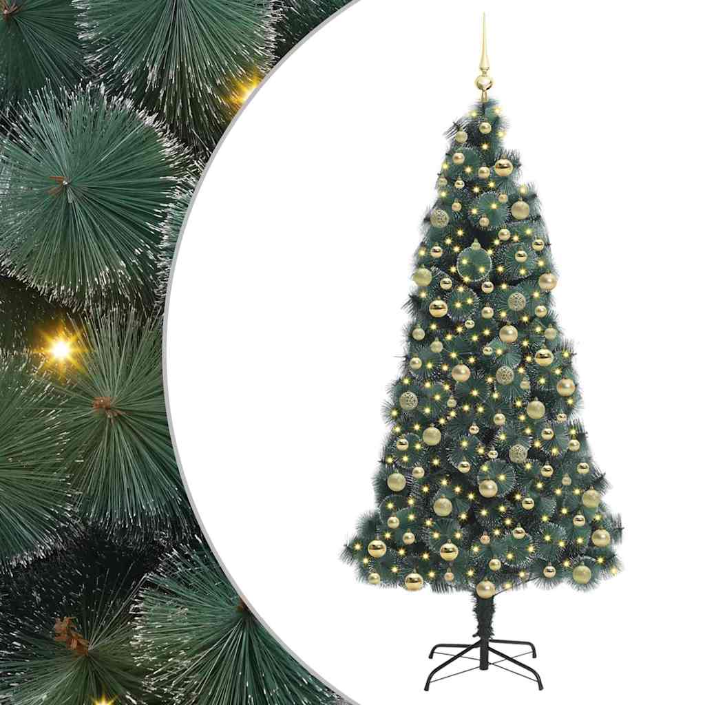Artificial Pre-lit Christmas Tree with Ball Set Green 210 cm