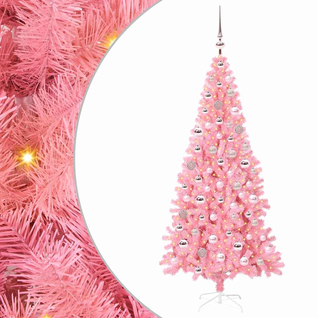 Christmas Tree with 300 LEDs with Stand Pink 180 cm PVC