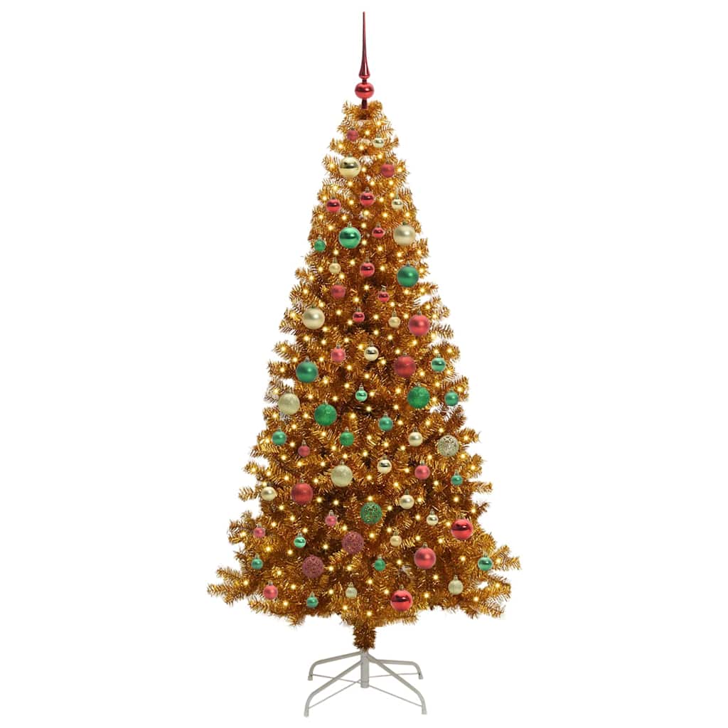 Christmas Tree with 300 LEDs with Stand Gold 180 cm PET