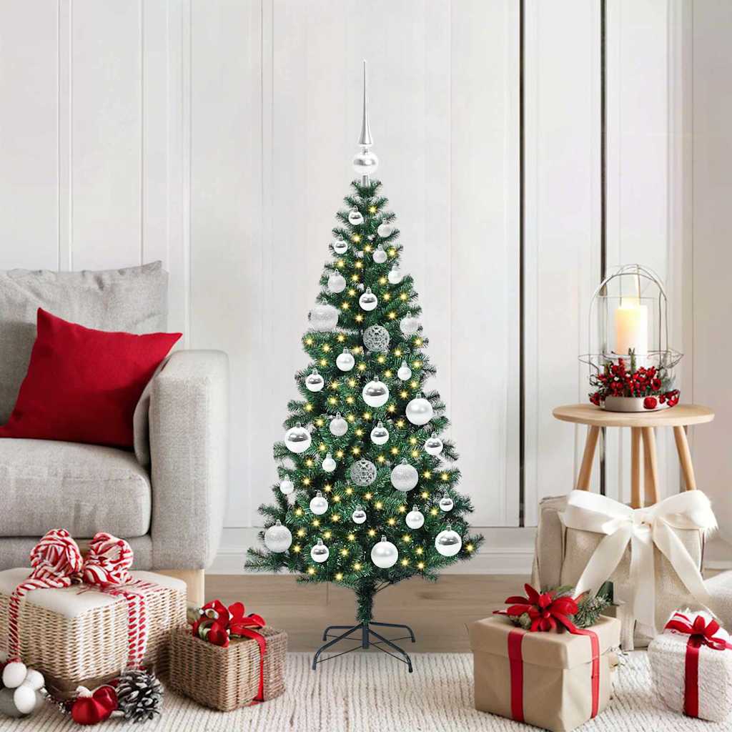 Artificial Pre-lit Christmas Tree Green 120 cm PVC and Metal