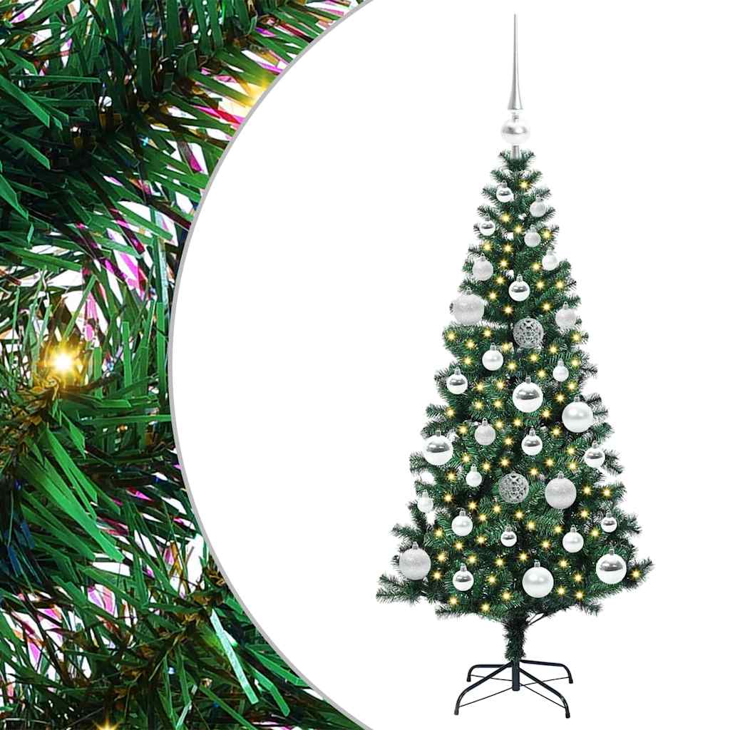 Artificial Pre-lit Christmas Tree Green 120 cm PVC and Metal