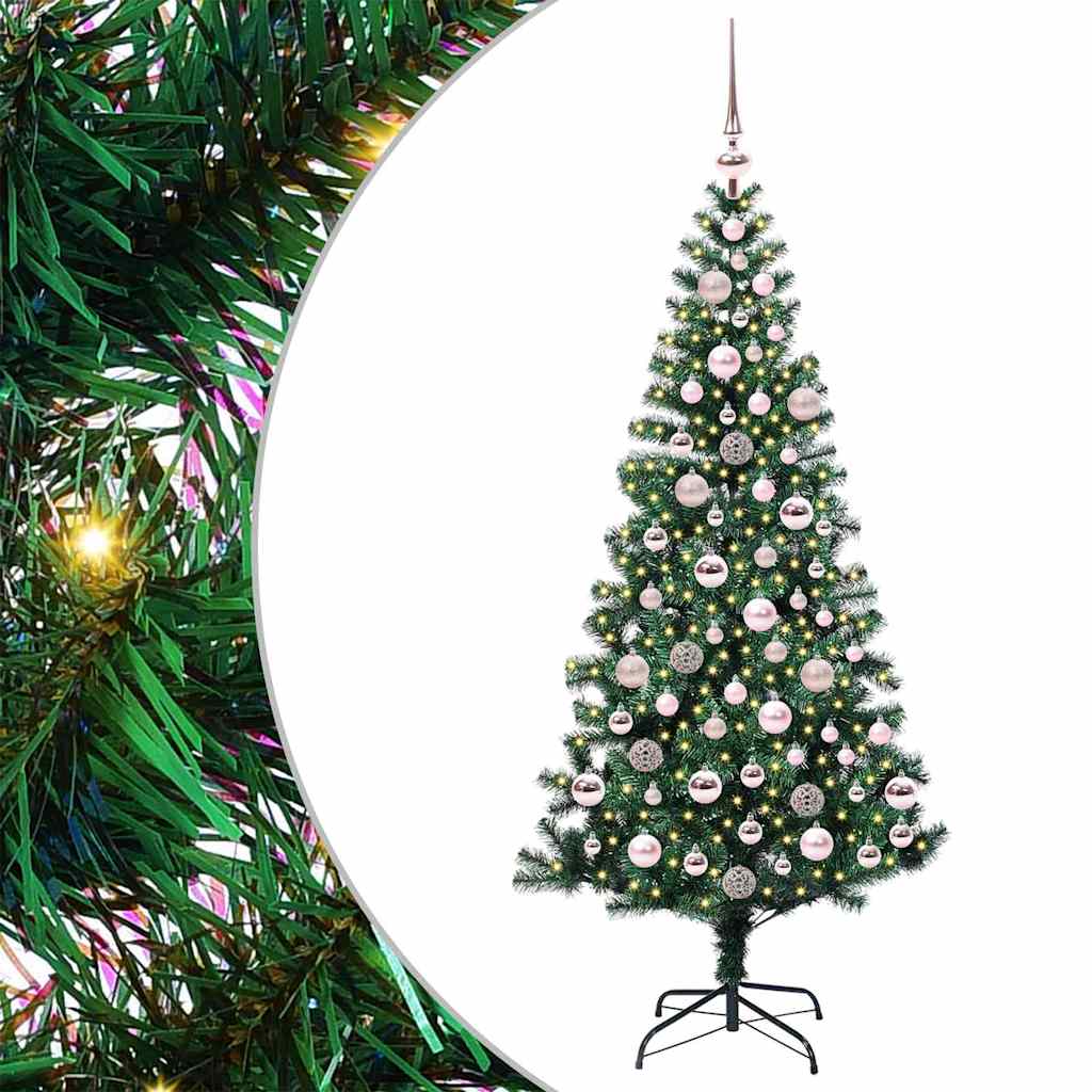 Artificial Pre-lit Christmas Tree Green 180 cm PVC and Metal