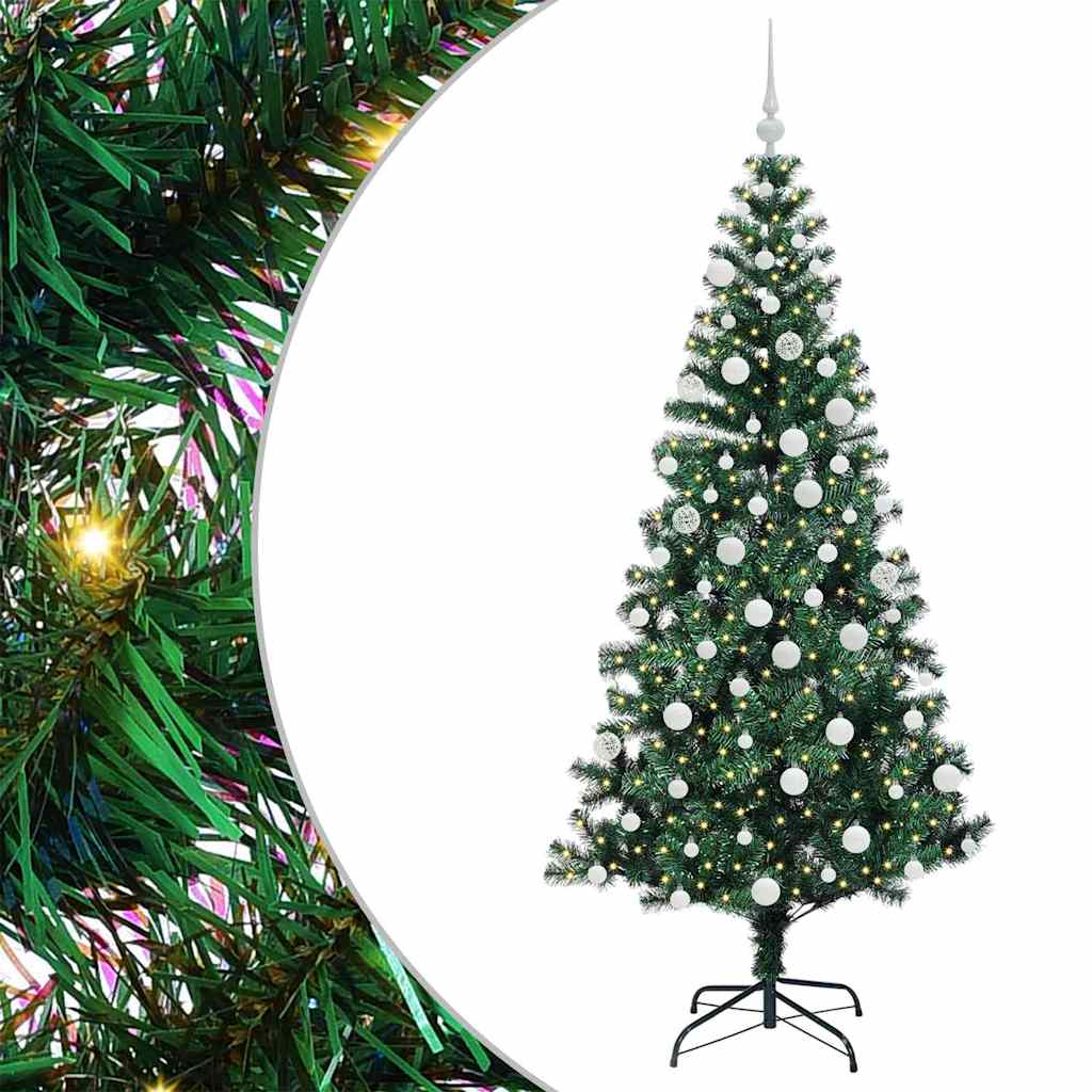 Artificial Pre-lit Christmas Tree Green 180 cm PVC and Metal