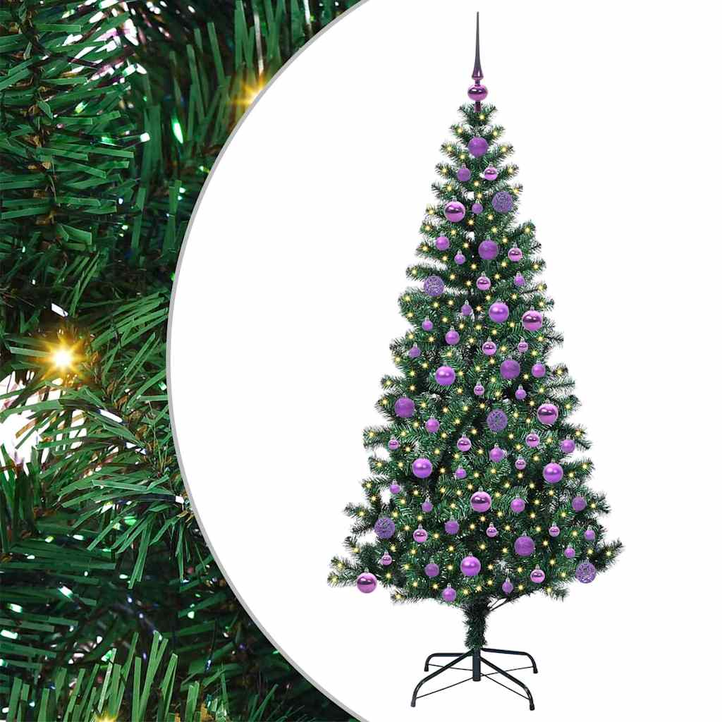 Artificial Pre-lit Christmas Tree Green 180 cm PVC and Metal