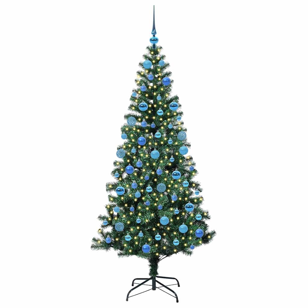 Artificial Pre-lit Christmas Tree Green 180 cm PVC and Metal