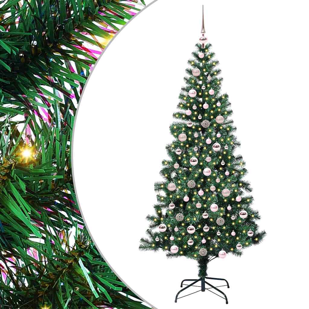 Artificial Pre-lit Christmas Tree Green 210 cm PVC and Metal