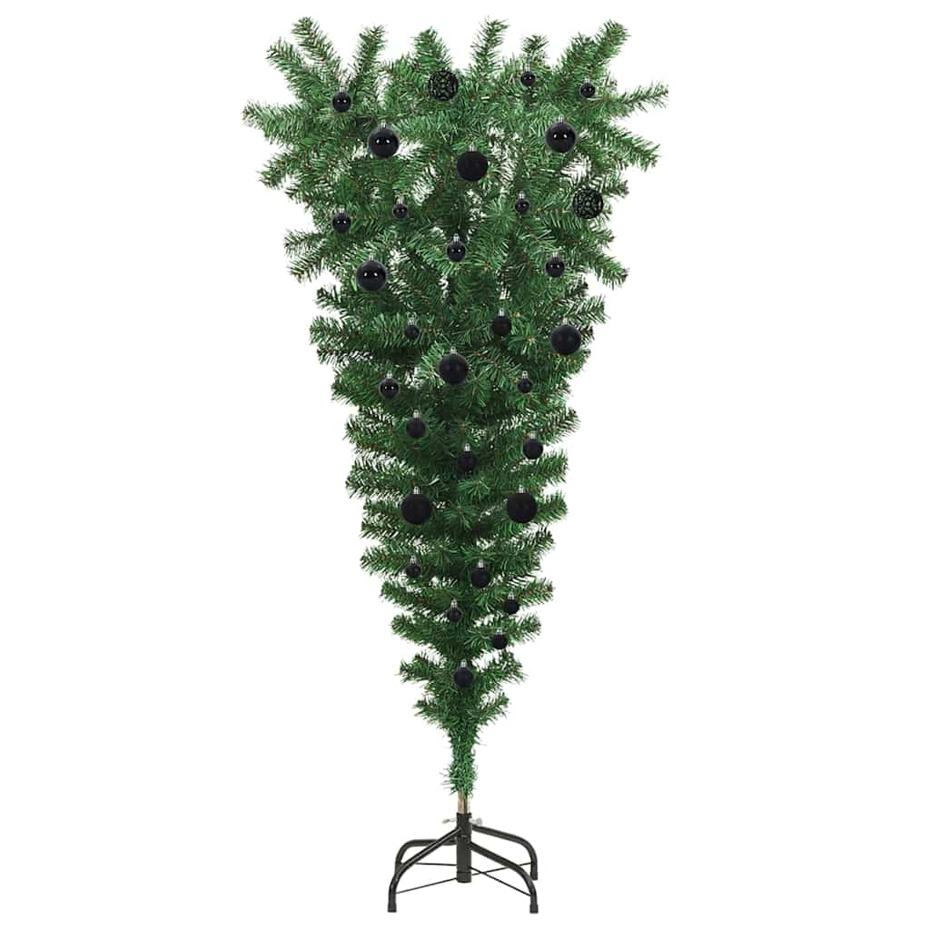 Upside-down Artificial Pre-lit Christmas Tree with Ball Set