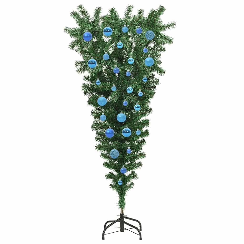 Upside-down Artificial Pre-lit Christmas Tree with Ball Set