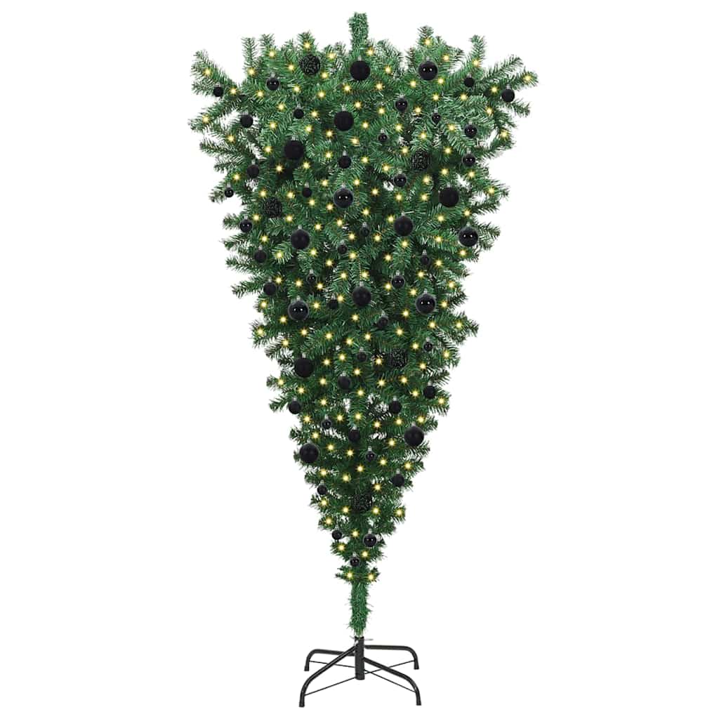 Upside-down Artificial Pre-lit Christmas Tree with Ball Set