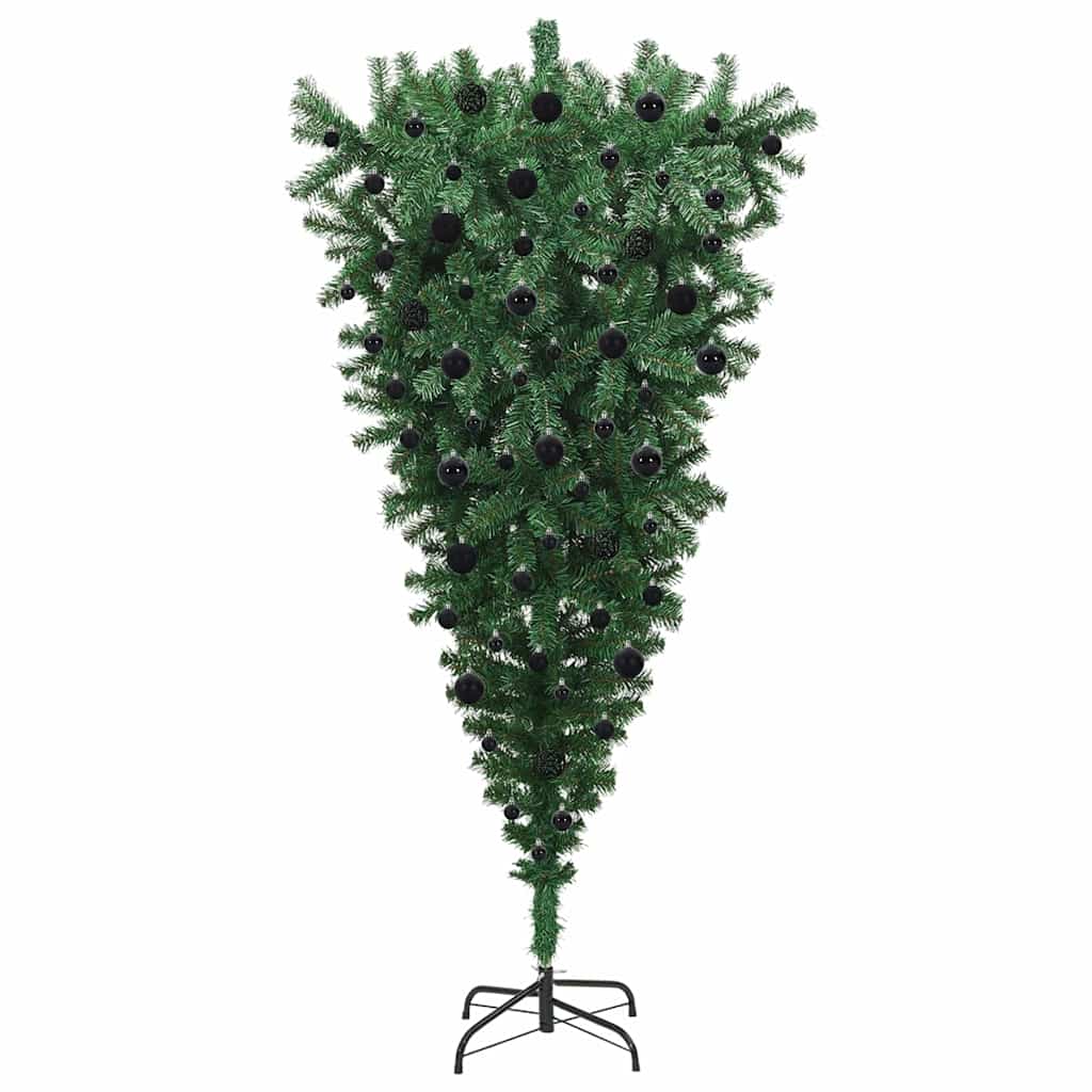 Upside-down Artificial Pre-lit Christmas Tree with Ball Set