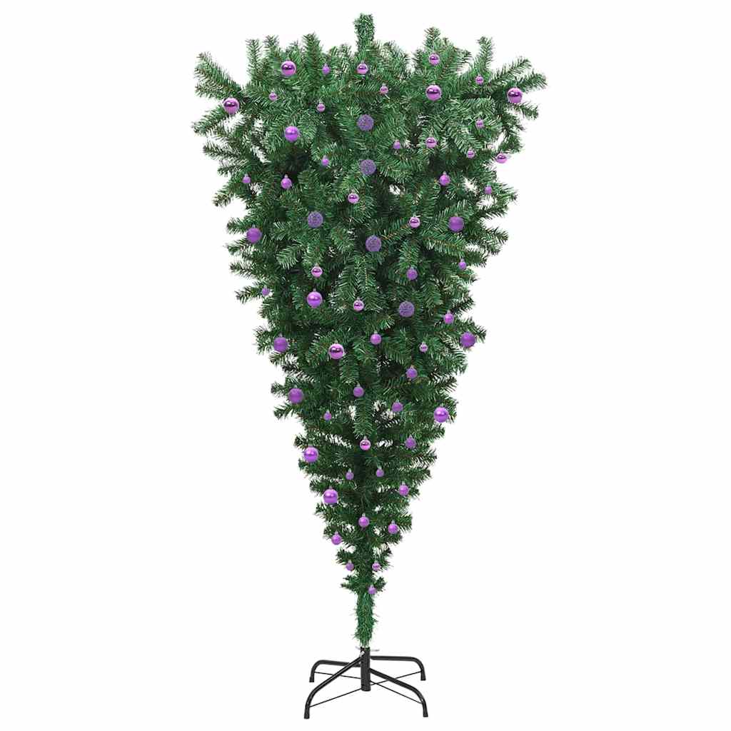 Upside-down Artificial Pre-lit Christmas Tree with Ball Set