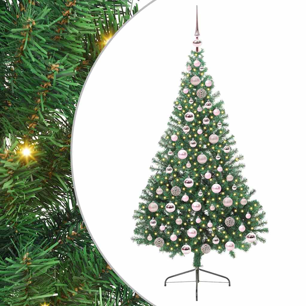 Artificial Pre-lit Christmas Tree Green 180 cm PVC