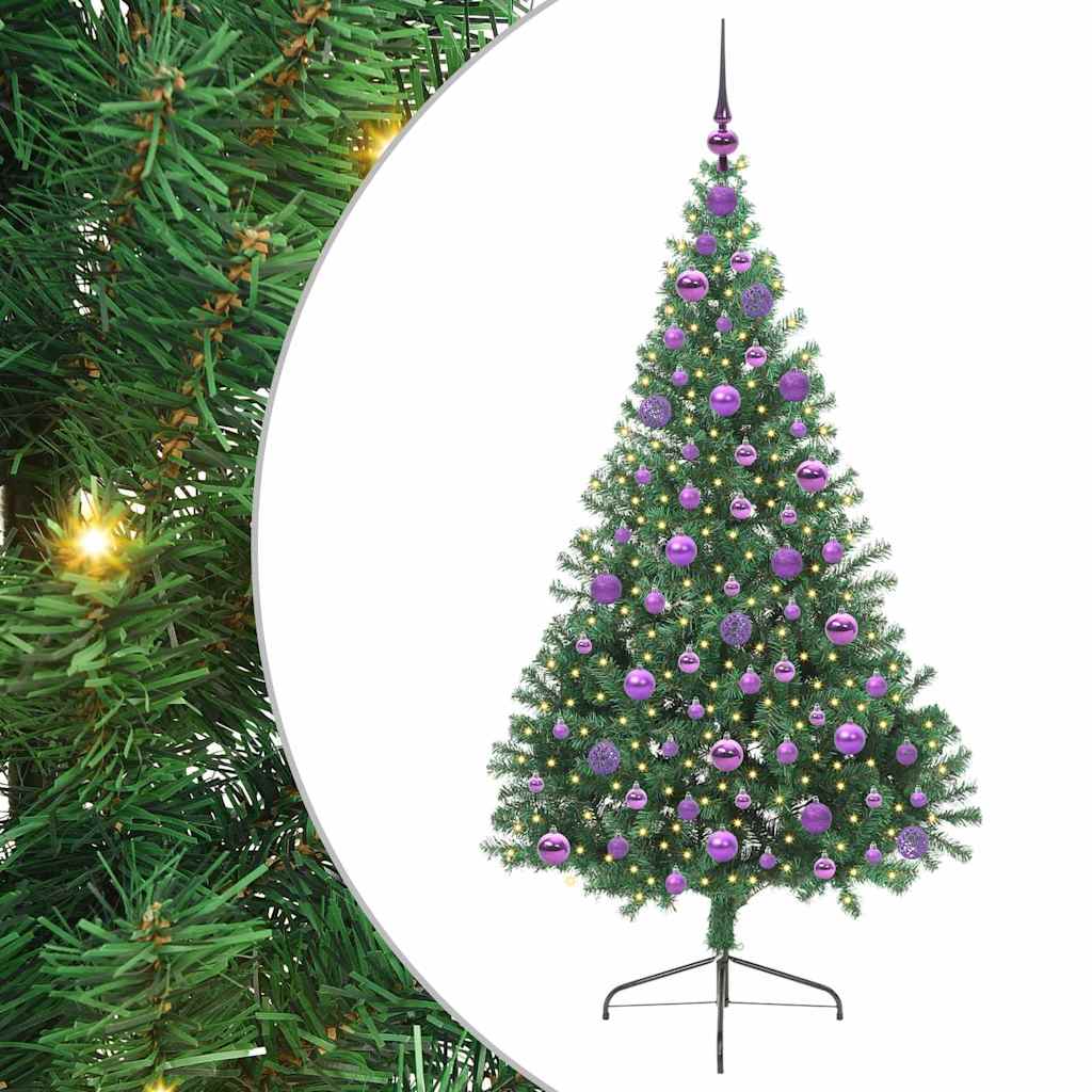 Artificial Pre-lit Christmas Tree Green 180 cm PVC