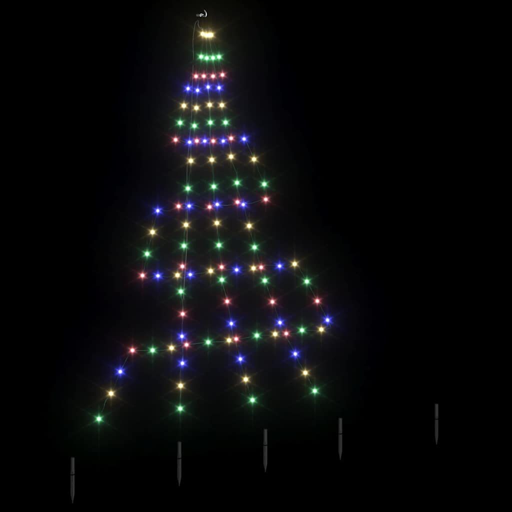LED Christmas Tree with 112 LEDs Multicolour 182 cm Metal
