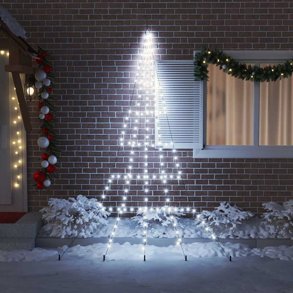 LED Christmas Tree with 168 LEDs Cool White 306 cm Metal