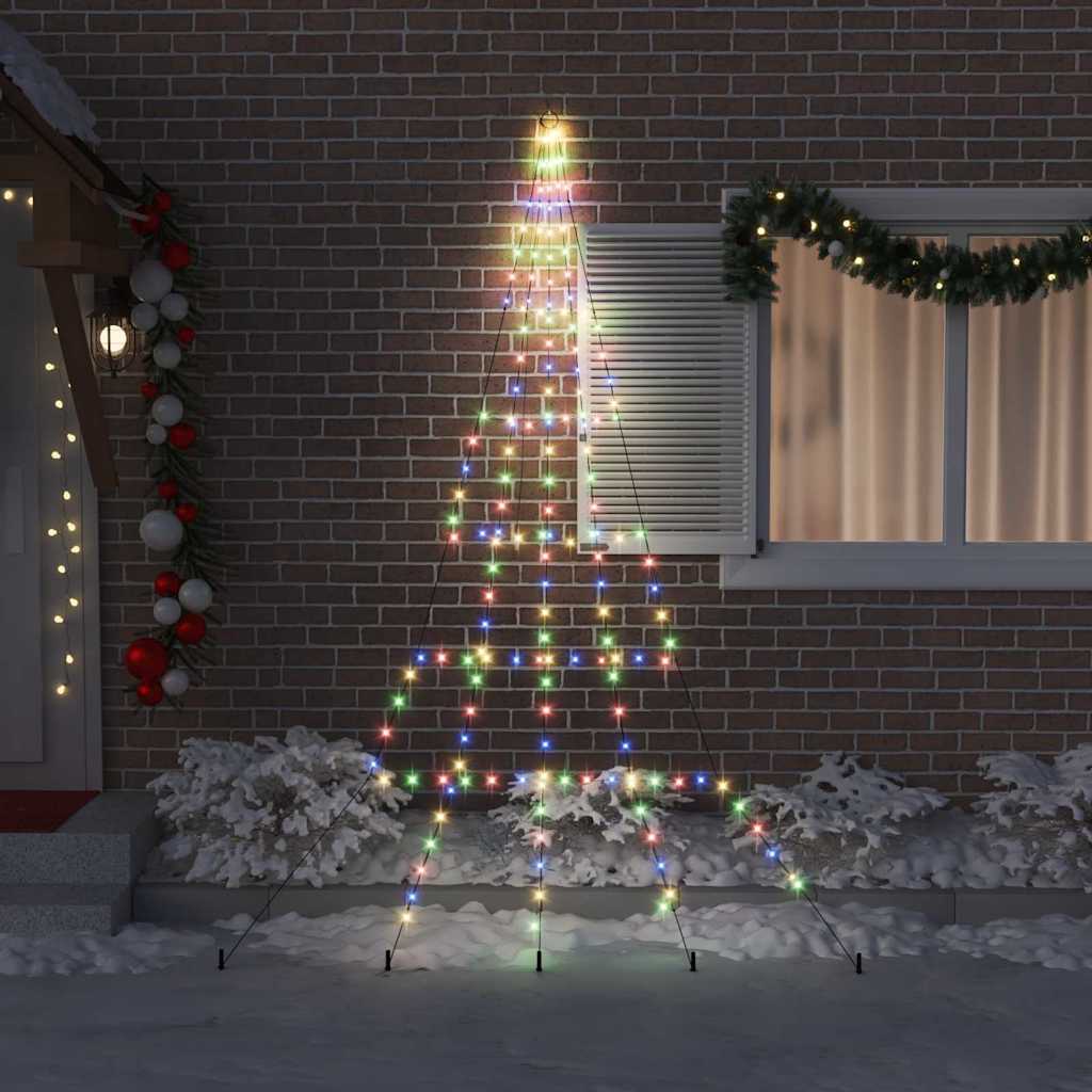LED Christmas Tree with 168 LEDs Multicolour 306 cm Metal