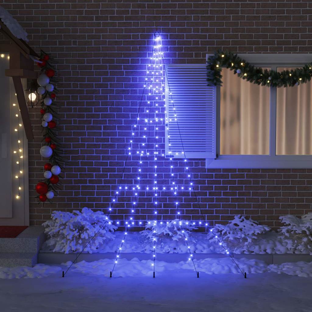 LED Christmas Tree with 168 LEDs Blue 306 cm Metal