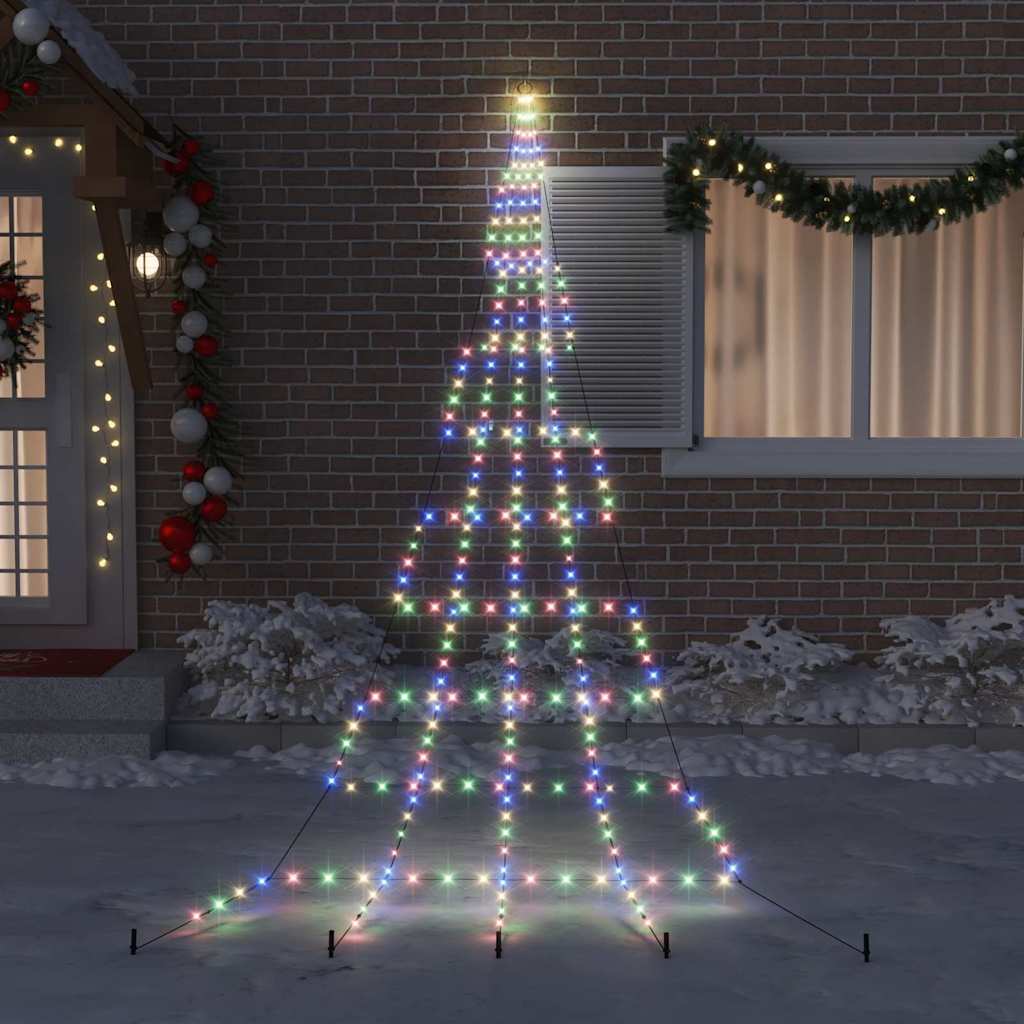 LED Christmas Tree with 276 LEDs Multicolour 511 cm Metal