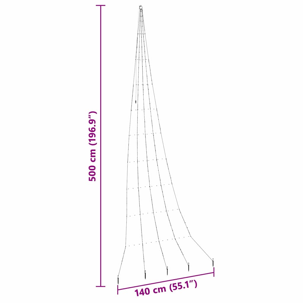 LED Christmas Tree with 276 LEDs Multicolour 511 cm Metal