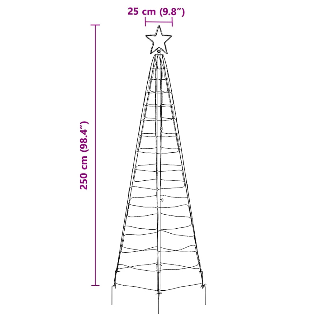 LED Christmas Tree with Ground Spikes Multicolour 250 cm Iron