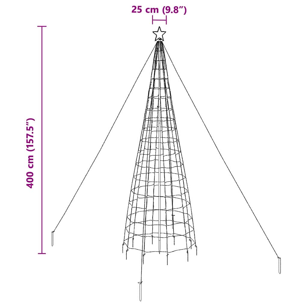 LED Christmas Tree with Ground Spikes Gold 400 cm Iron