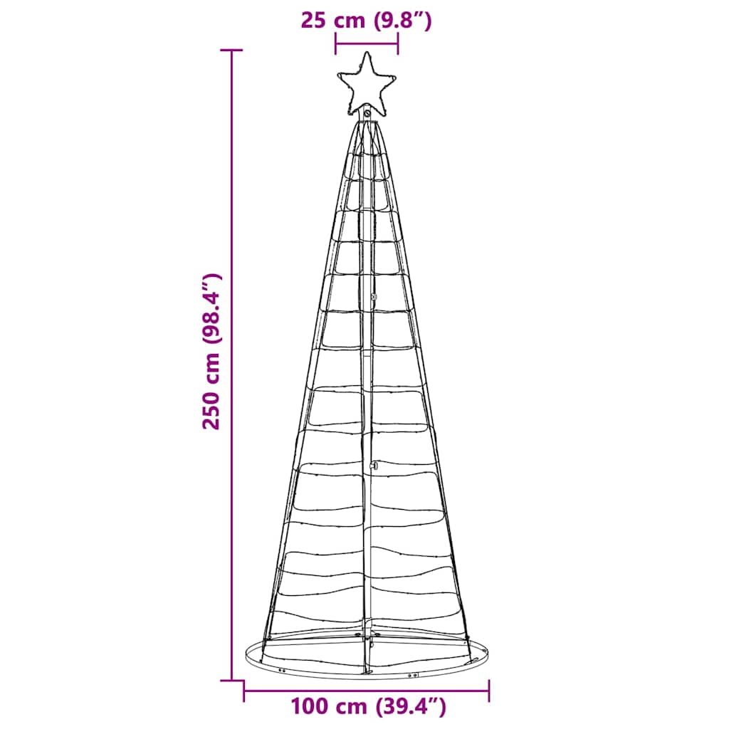 LED Christmas Tree with 390 LEDs Multicolour 250 cm Iron