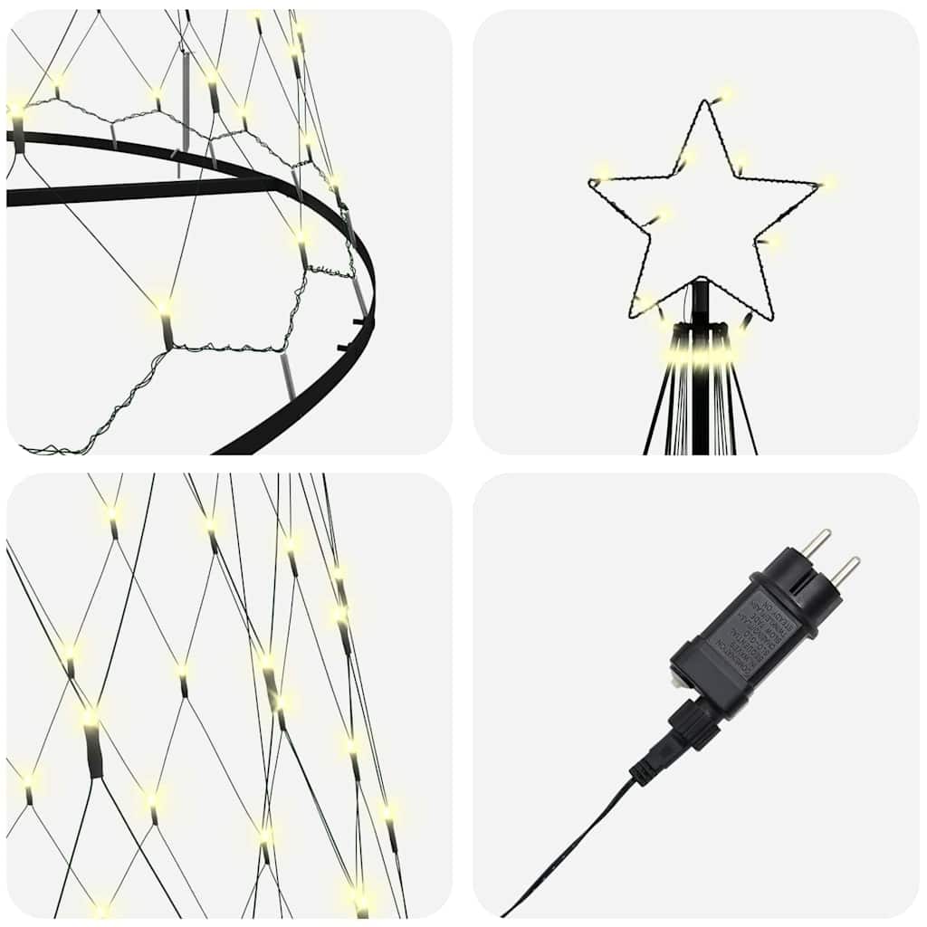 LED Christmas Tree Warm White 138.5 x 138.5 x 399 cm Metal