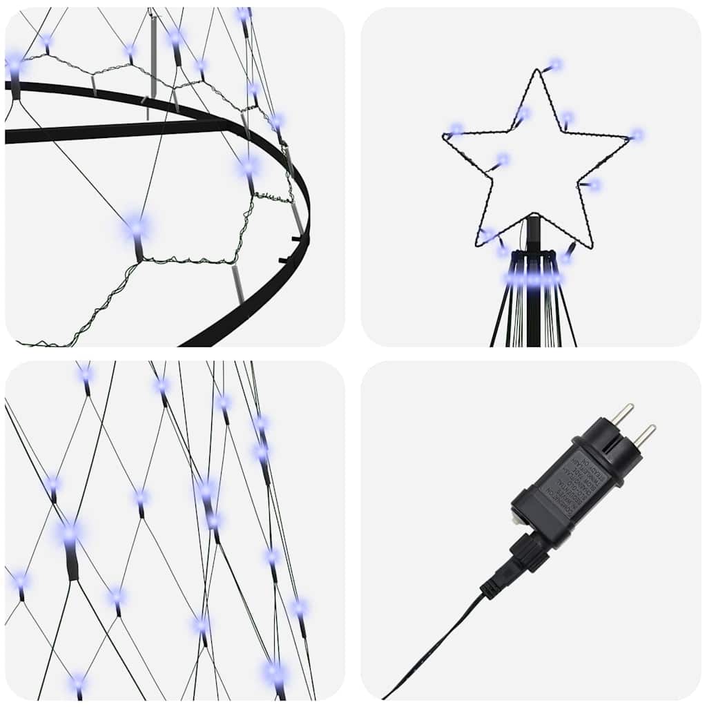 LED Christmas Tree with Stand Blue 138.5 x 138.5 x 399 cm Metal