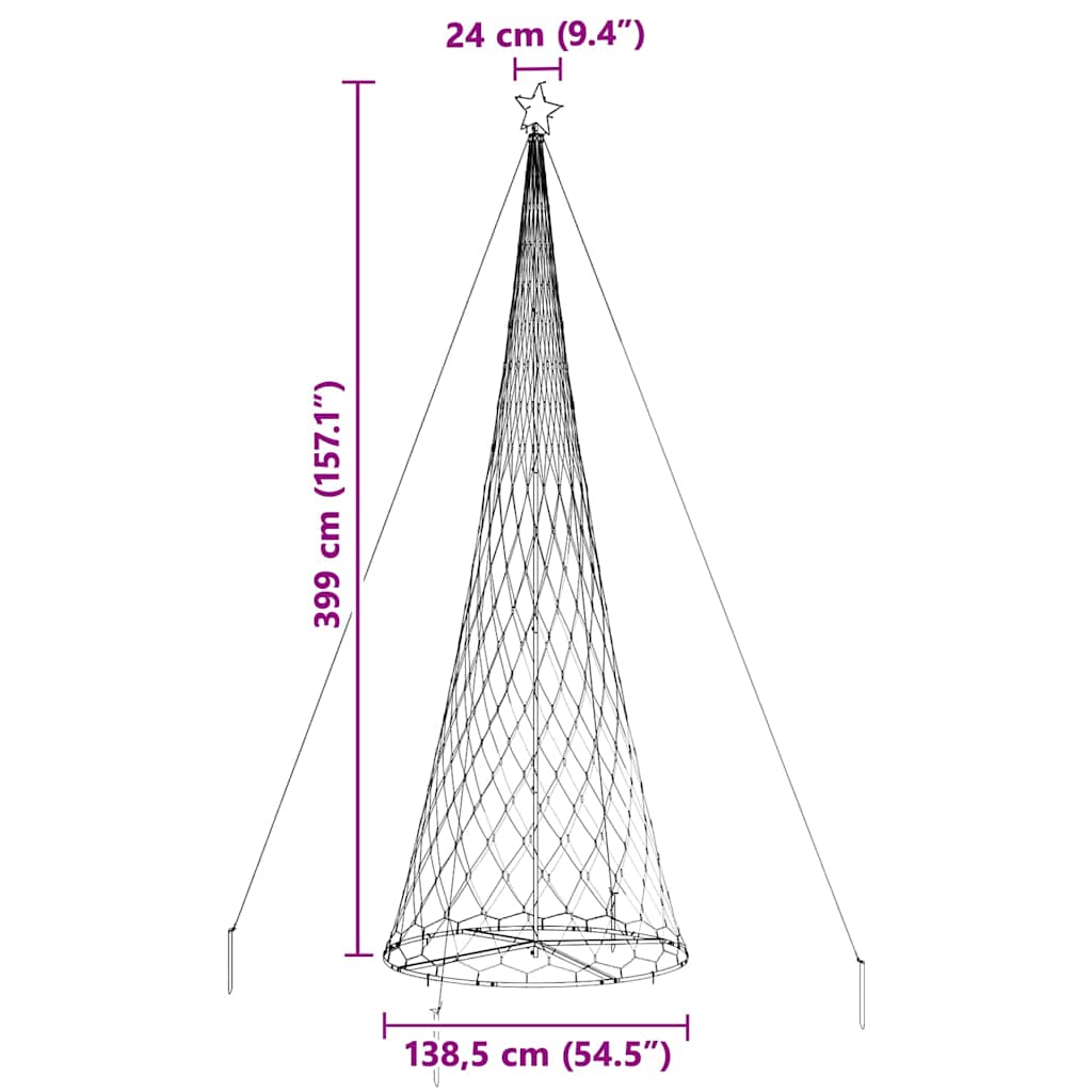 LED Christmas Tree with Stand Blue 138.5 x 138.5 x 399 cm Metal