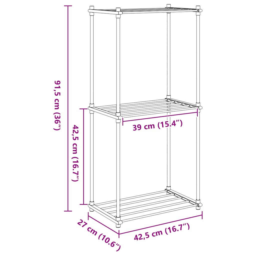 Storage Shelf with Shelf White 43 x 27 x 90 cm Aluminium