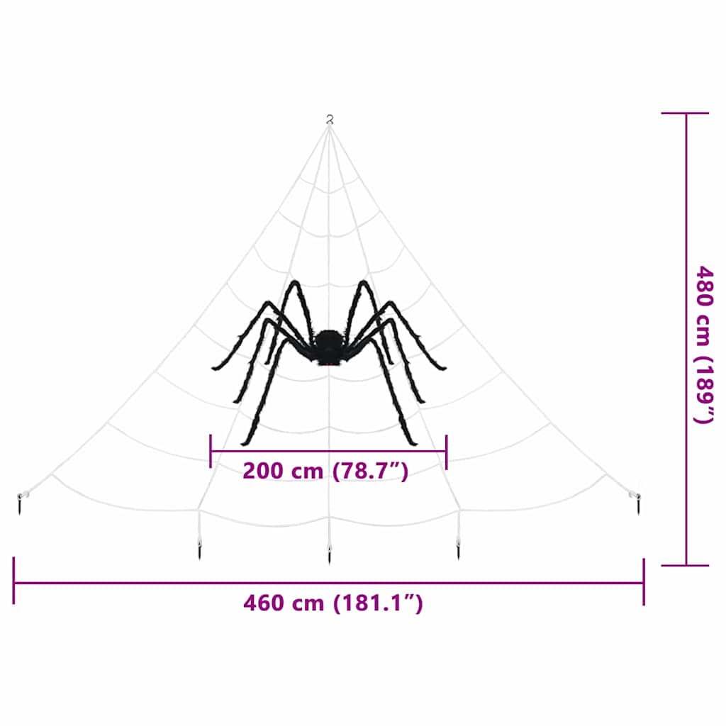 Halloween Spider Decoration with Webs 2 pcs Black and white