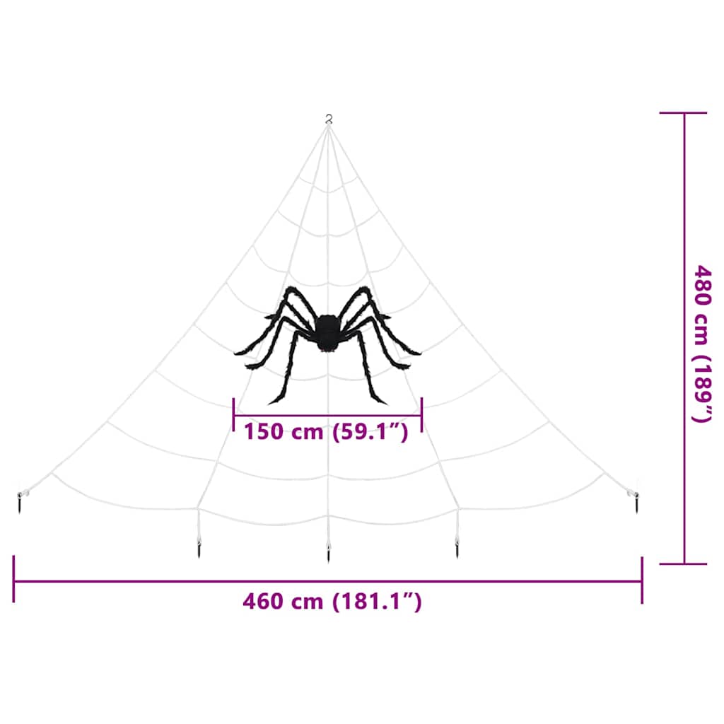 Halloween Spider Decoration with Webs 4 pcs Black white 150 cm
