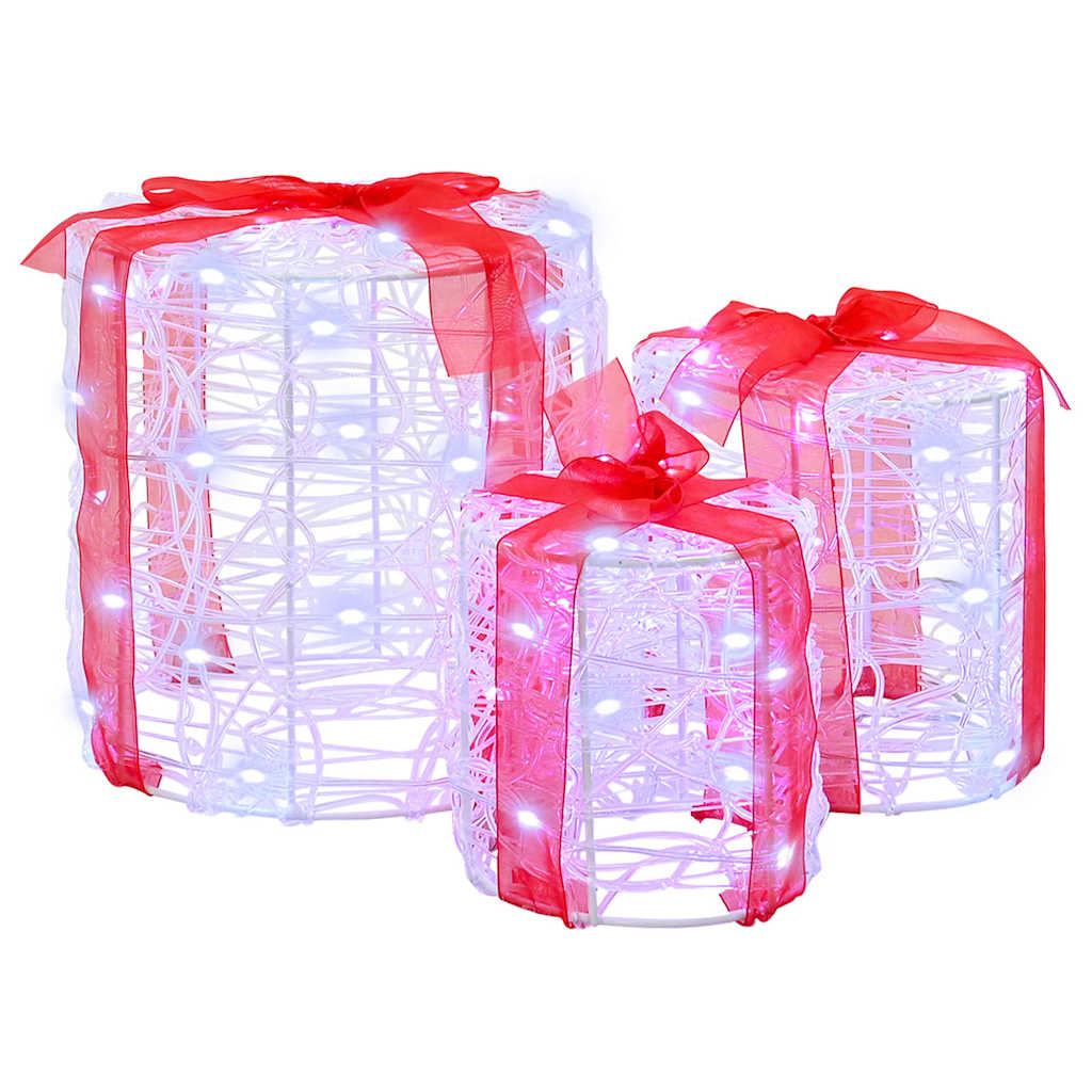 Gift Box Decoration 3 pcs Cold white 20 x 20 x 21 cm Acrylic