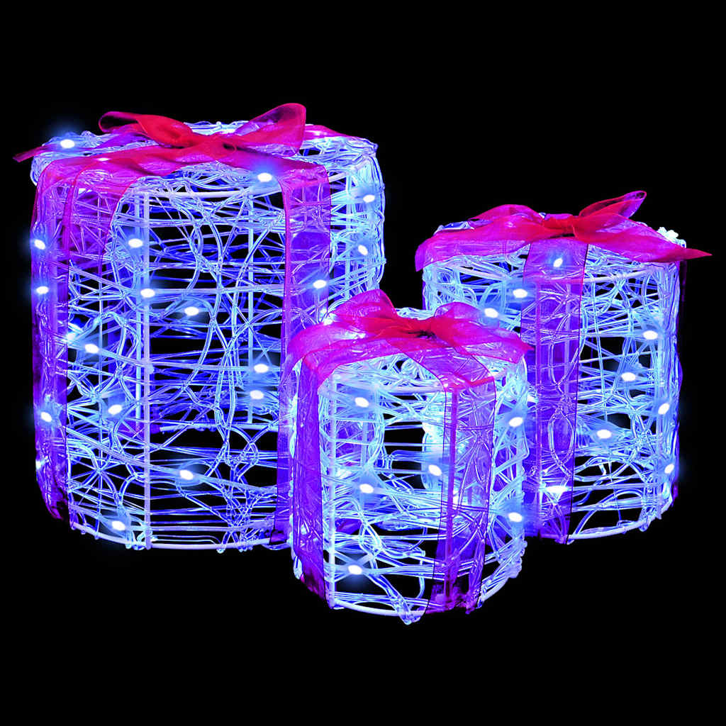 Gift Box Decoration 3 pcs Blue 20 x 20 x 21 cm Acrylic