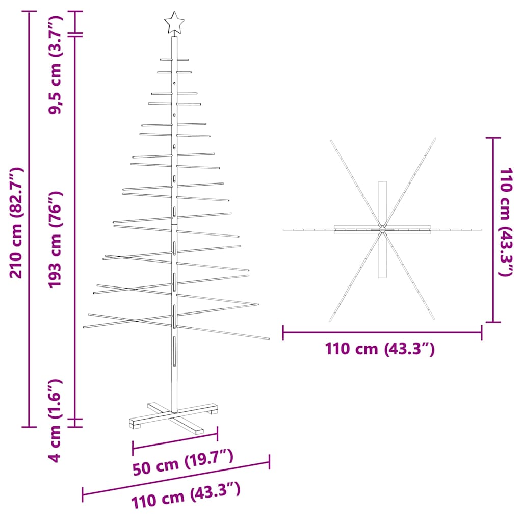 Wooden Christmas Tree with Stand Brown 210 cm Bamboo