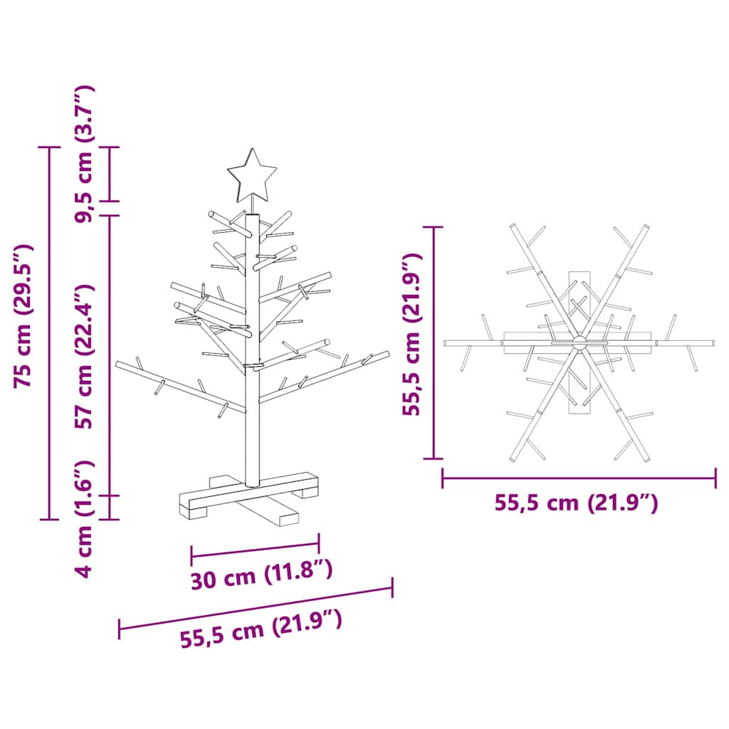 Wooden Christmas Tree with Stand Natural 75 cm Solid pine wood