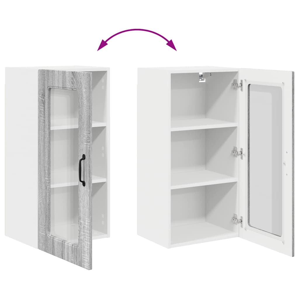 Kitchen Wall Cabinet with Shelf Grey Sonoma 40 x 31 x 80 cm