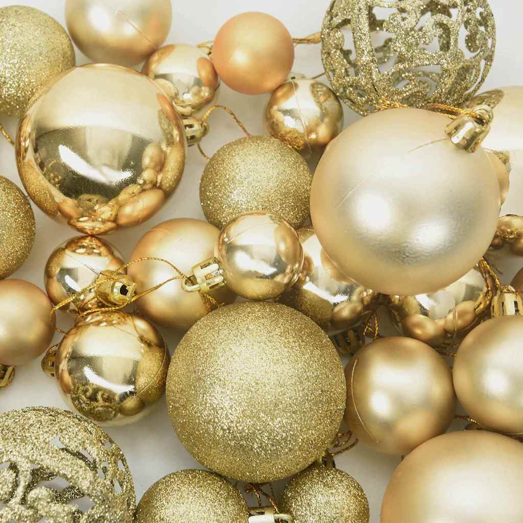 Christmas Bauble Set with 300 LEDs 120 pcs Gold Plastic