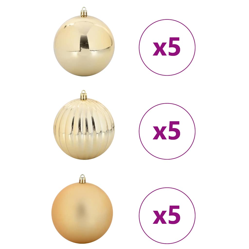 Christmas Bauble Set 15 pcs Gold